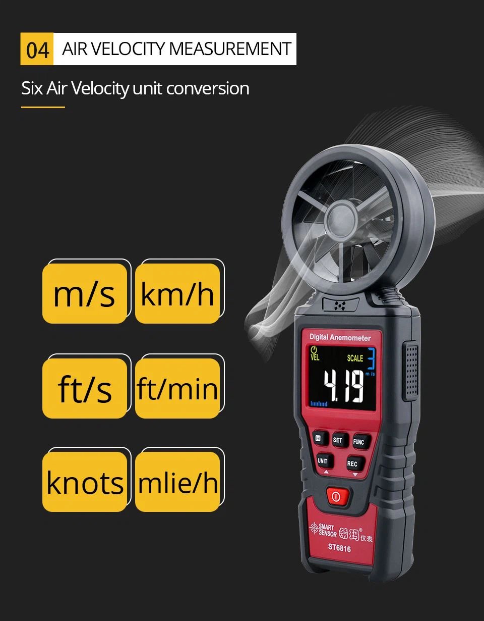 Tshiab Tuaj Txog Xim LCD Digital Anemometer